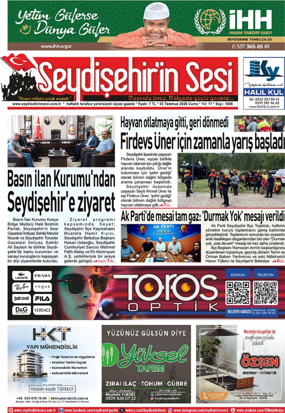 Seydişehir'in Sesi 03 Temmuz 2026