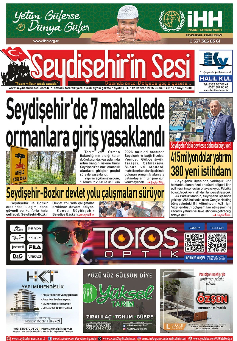 Seydişehir'in Sesi 12 Haziran 2026