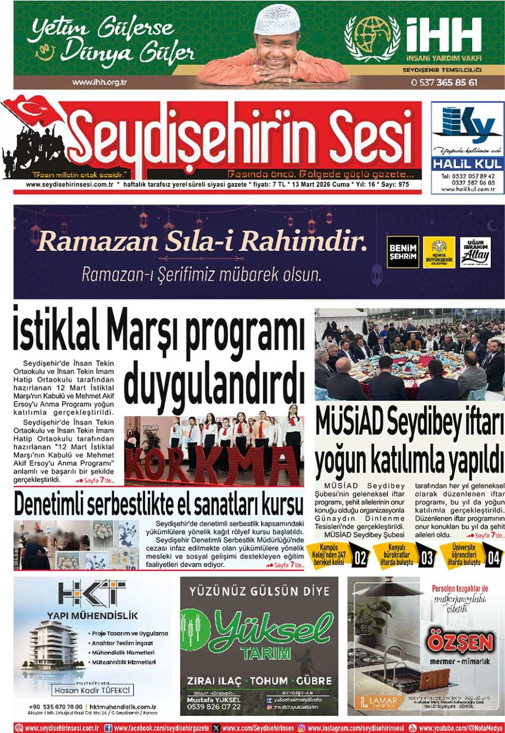 Seydişehir'in Sesi 13 Mart 2026