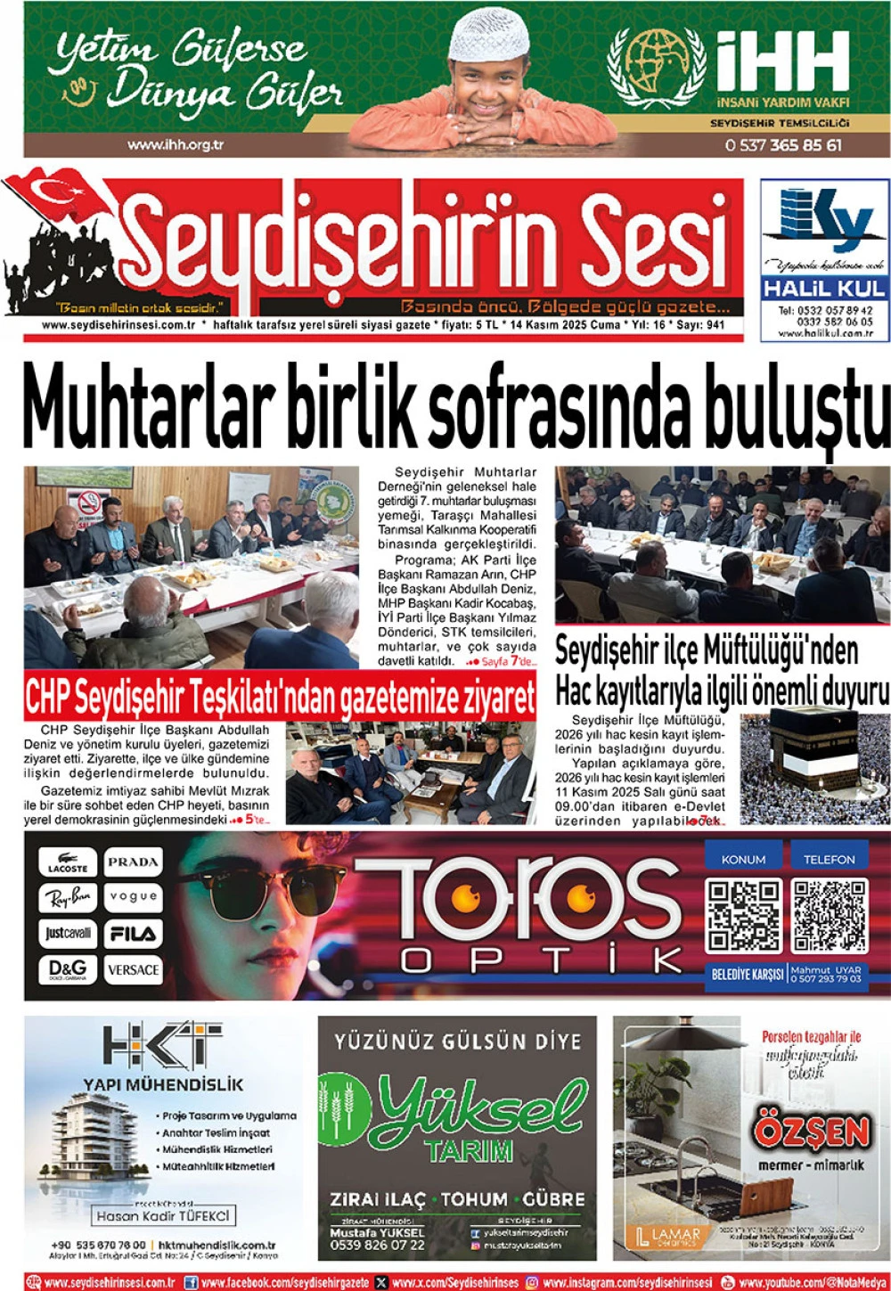 Seydişehir'in Sesi 14 Kasım 2025