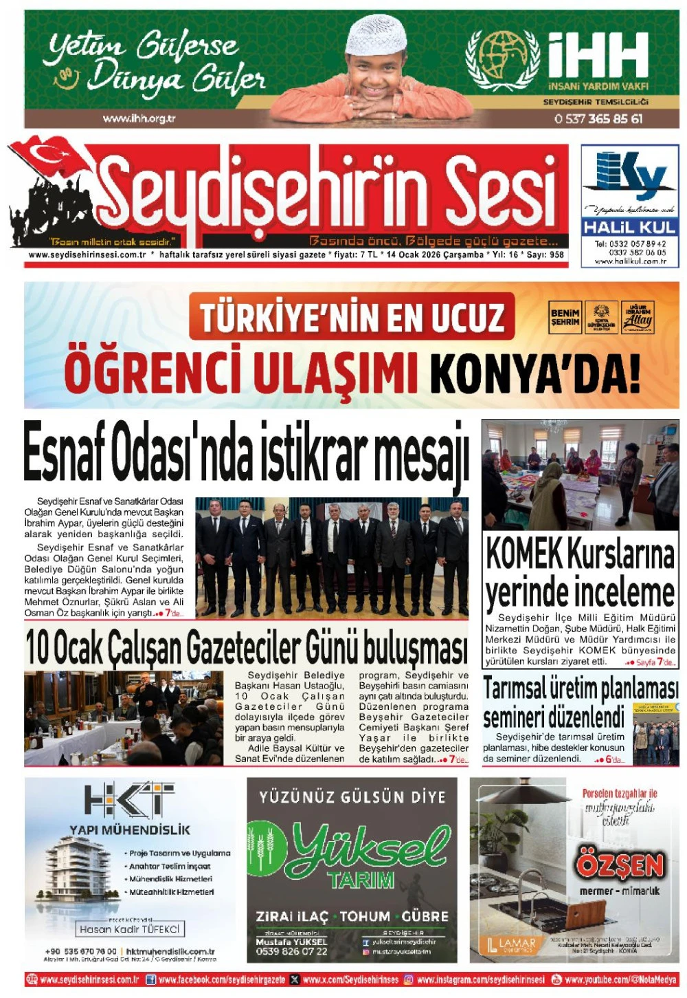 Seydişehir'in Sesi 14 Ocak 2026