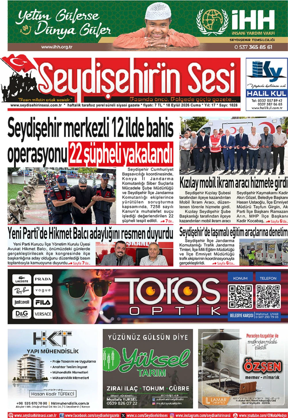 Seydişehir'in Sesi 18 Eyl&uuml;l 2026