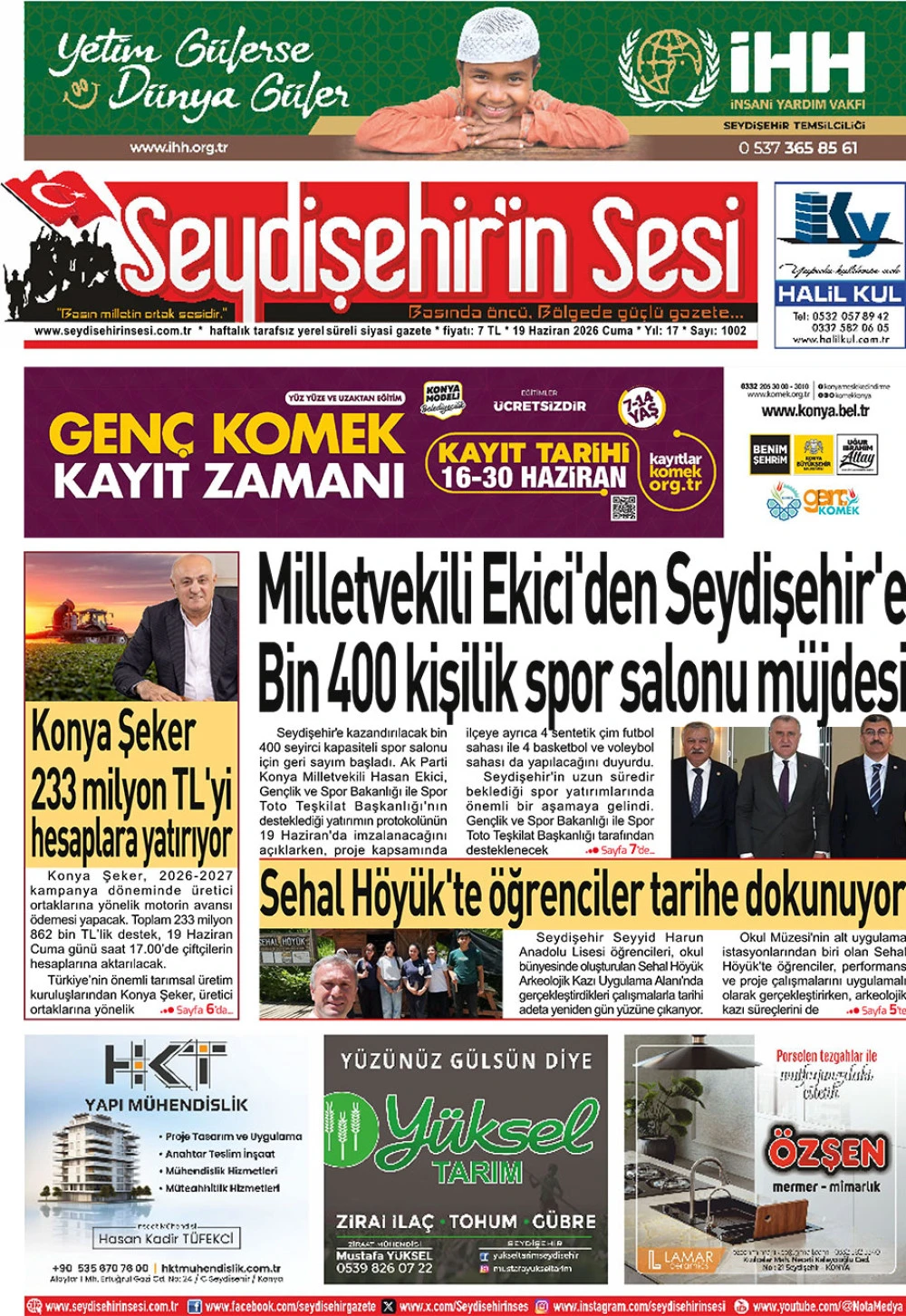 Seydişehir'in Sesi 19 Haziran 2026