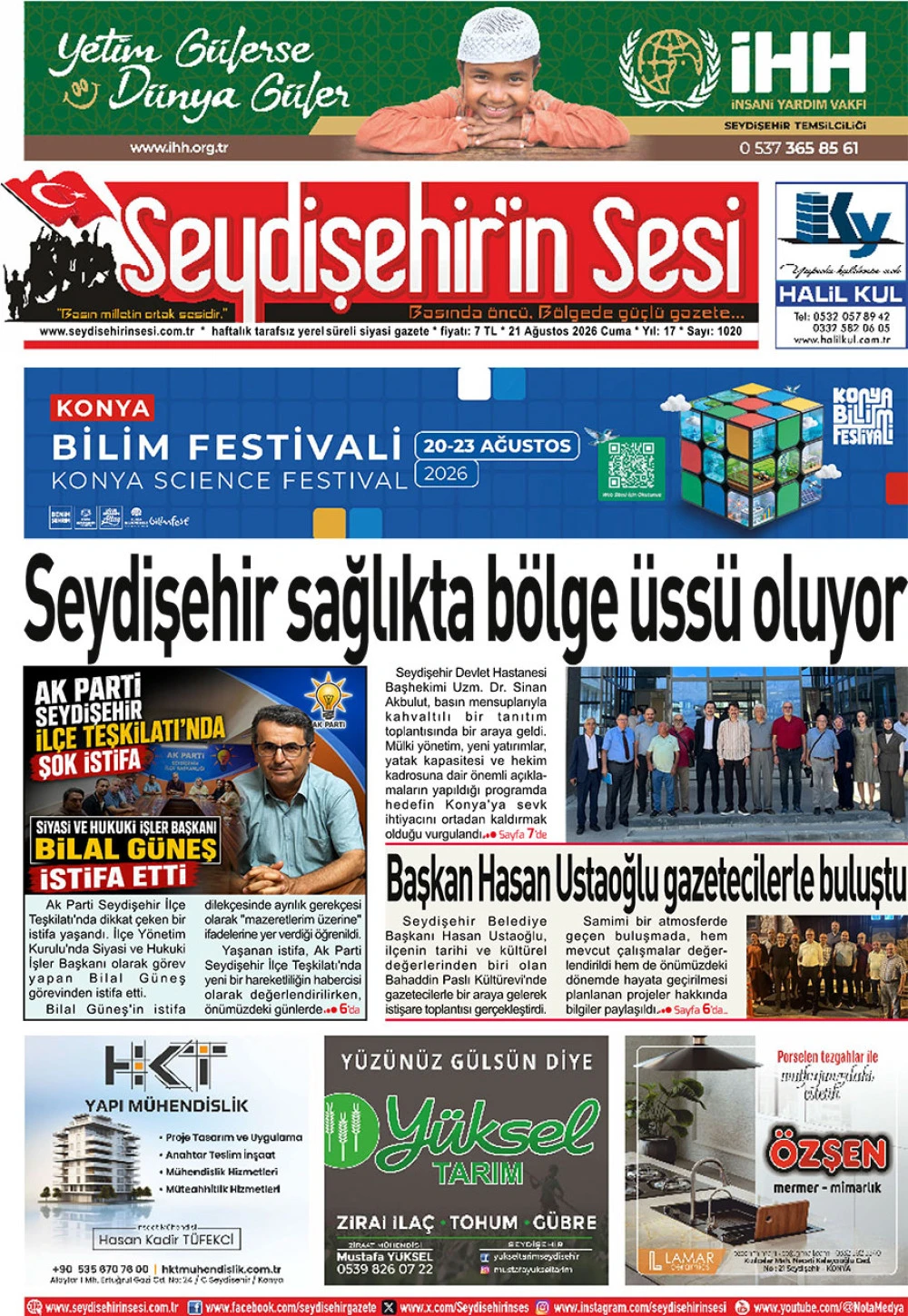 Seydişehir'in Sesi 21 Ağustos 2026