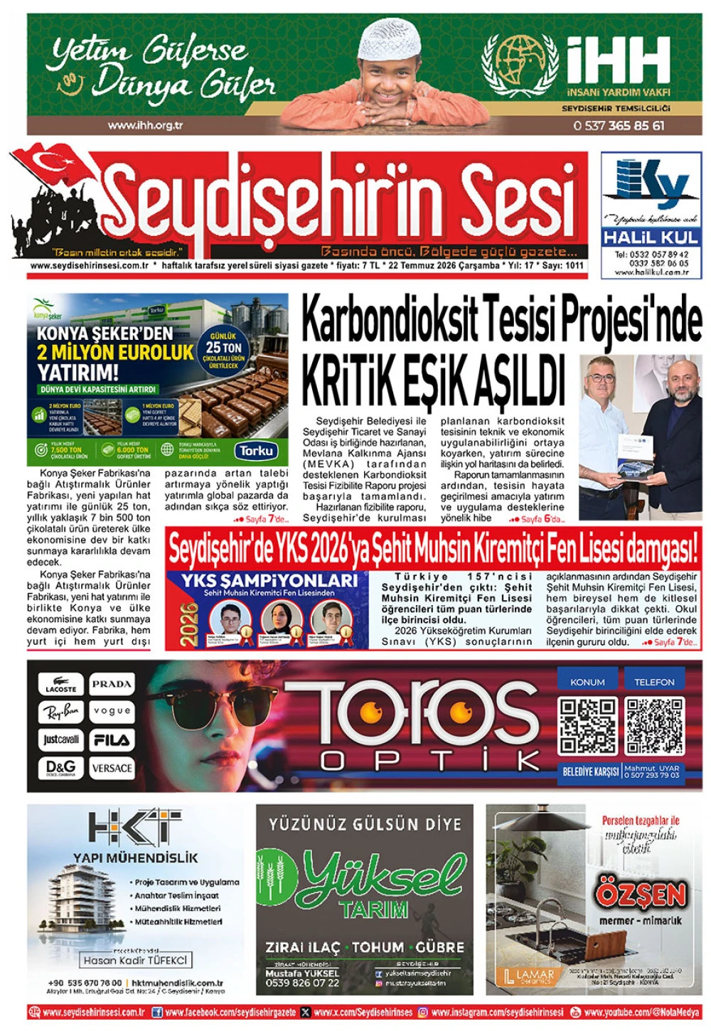 Seydişehir'in Sesi 22 Temmuz 2026