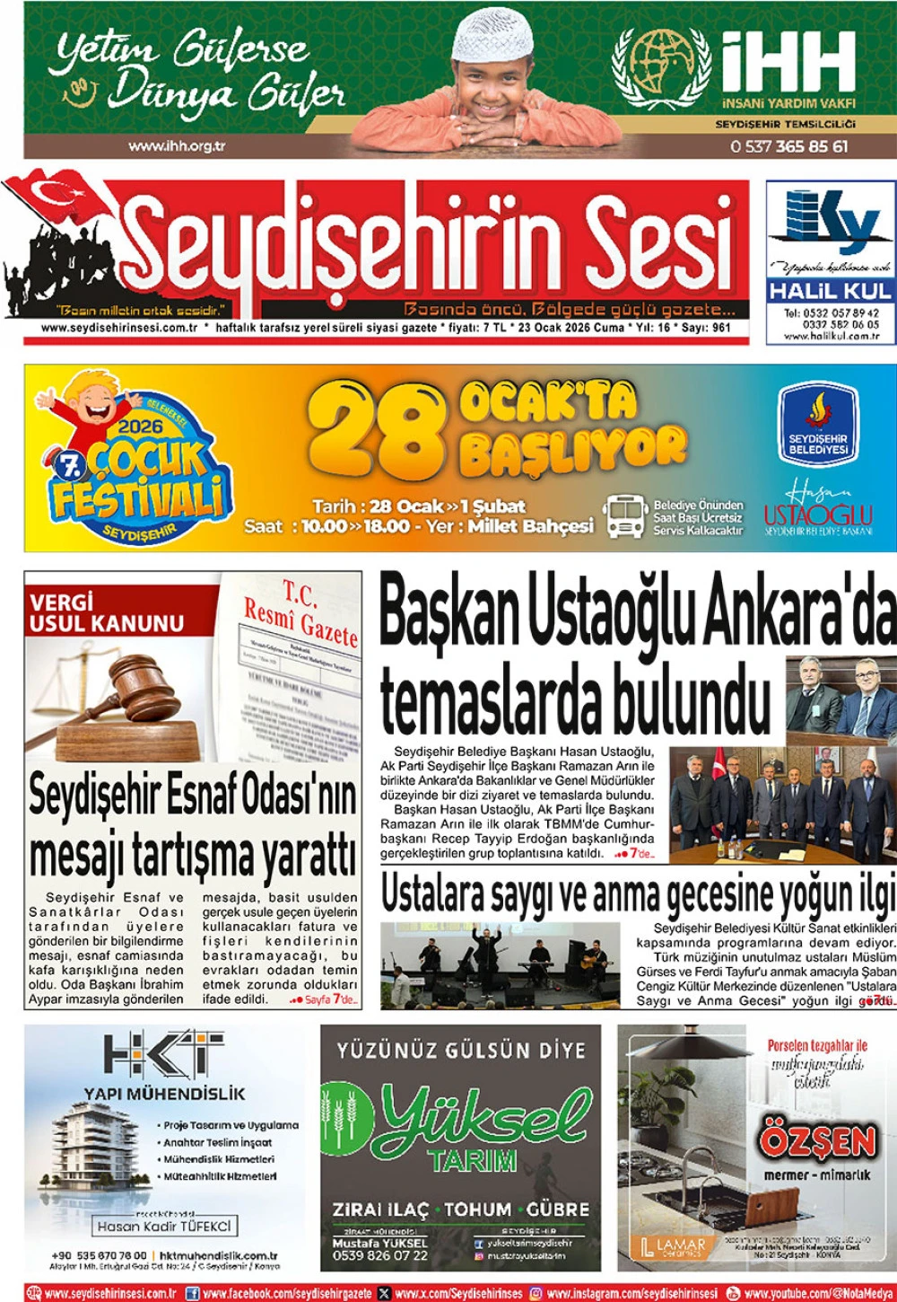 Seydişehir'in Sesi 23 Ocak 2026