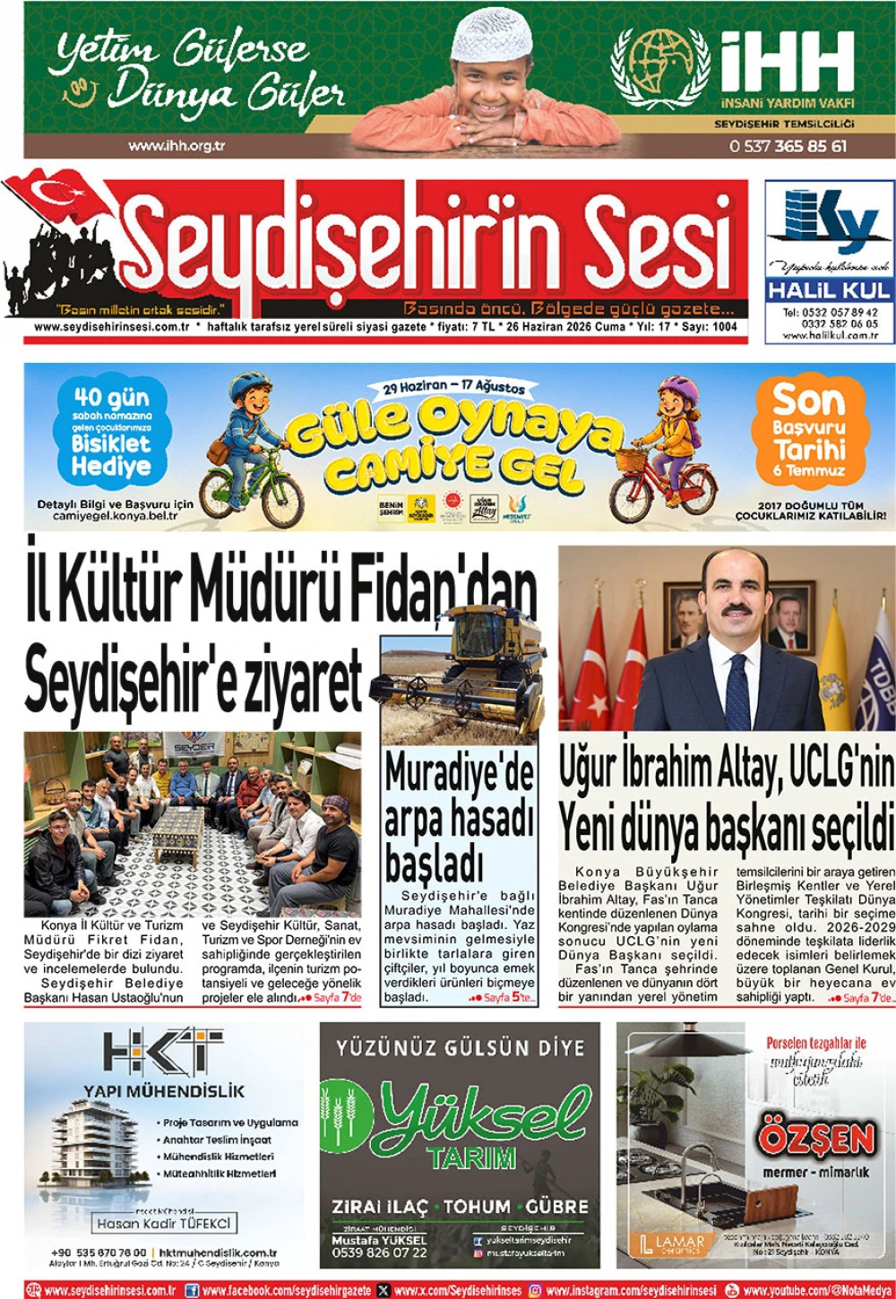 Seydişehir'in Sesi 26 Haziran 2026
