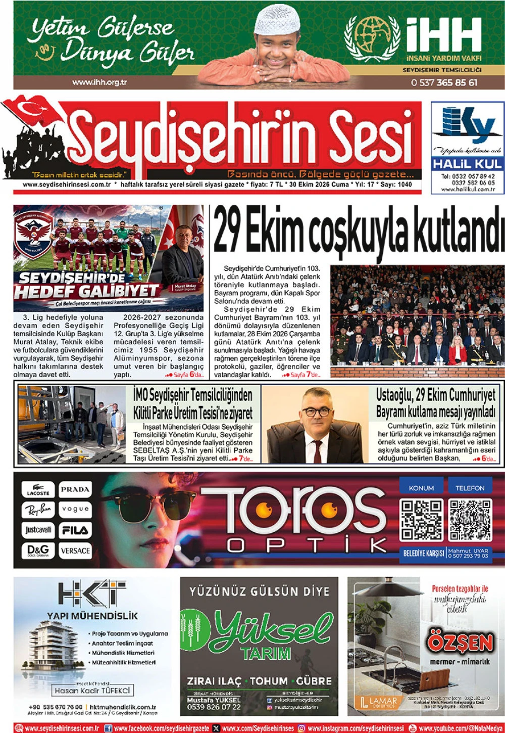 Seydişehir'in Sesi 30 Ekim 2026