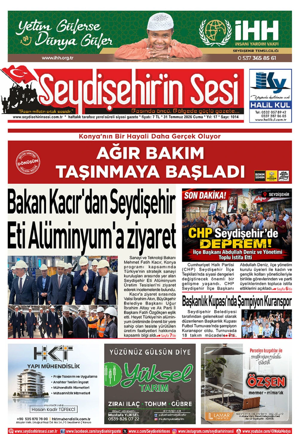 Seydişehir'in Sesi 31 Temmuz 2026