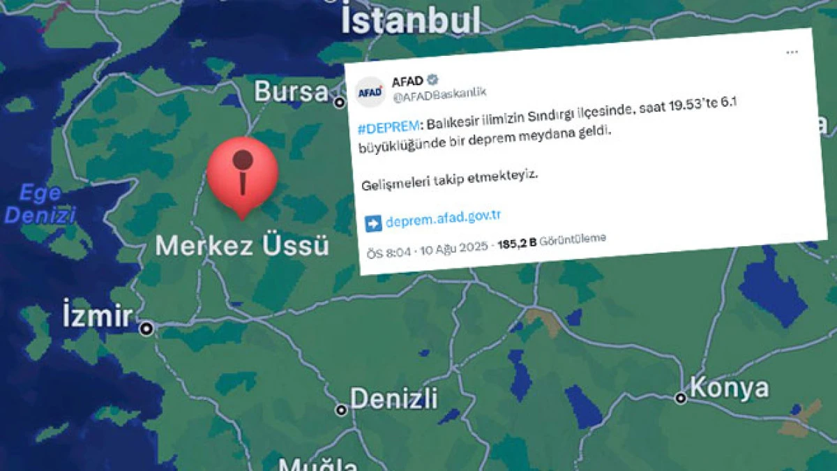 Balıkesir'de 6,1 büyüklüğünde deprem