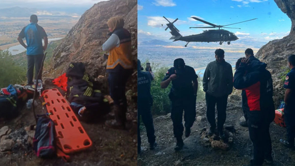 Dağda yaralanan kadın askeri helikopterle kurtarıldı