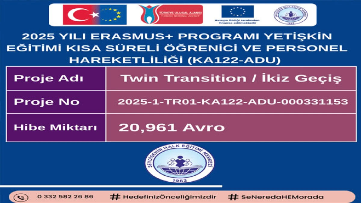 Seydişehir Halk Eğitimi Merkezi’nin Erasmus Projesi kabul edildi