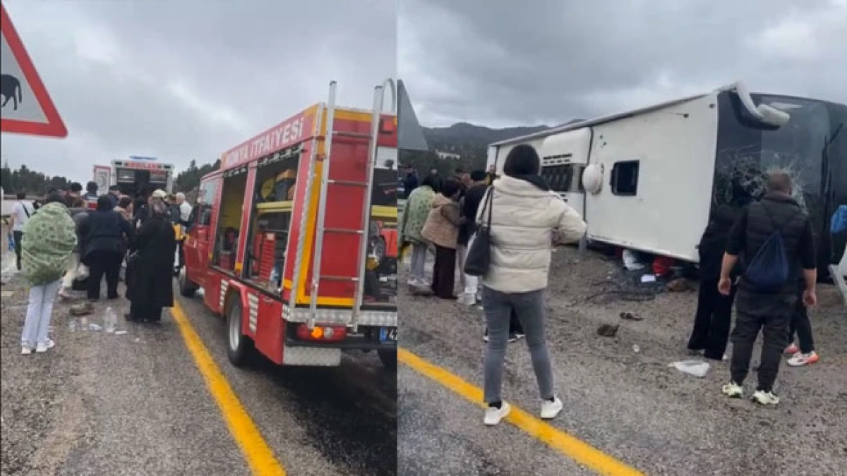 Yolcu otob&uuml;s&uuml; devrildi! &Ccedil;ok sayıda yaralı var